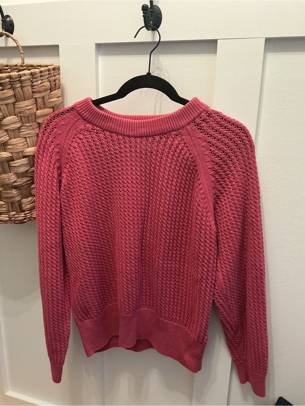 Varley Waffle Knit Crewneck Sweater in Rose
